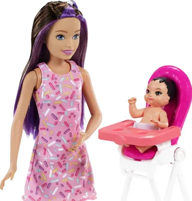 Produktbild von Barbie Skipper Babysitter Puppe, Geburtstag-Spielset mit Farbwechsel