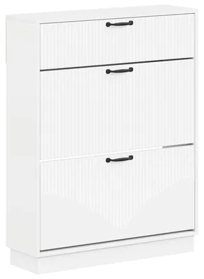 Image de vidaXL Armoire à chaussures HOORN, 78 x 24 x 100 cm, panneau de fibres de bois, blanc