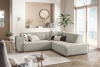 Produktbild von KAWOLA Sofa SAMU Ecksofa Cord steingrau Recamiere rechts