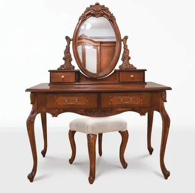 Produktbild von Casa Padrino Luxus Barock Schminktisch Set Dunkelbraun - Barock Schlafzimmer Möbel
