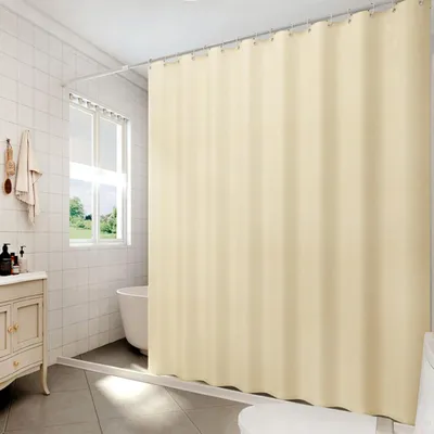 Produktbild von Duschvorhang, 180 x 180 cm, schimmelresistent, mit Duschvorhangring, beige