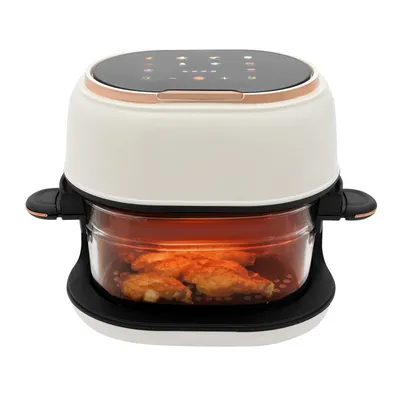 4L Kompaktfriteusen mit Touchscreen 1350W Heißluftfritteuse mit sichtbarem Frittierkorb Weiß