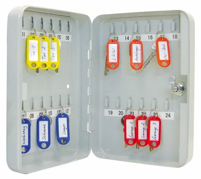 Productafbeelding van Sleutelkast - Sleutelkastje voor 24 sleutels - 25 x 18 x 6 cm - Lichtgrijs