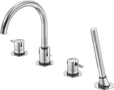 Produktbild von Steinberg Serie 100 Wannenarmatur, 4-Loch-Wannenrandmontage mit schwenkbarem Auslauf, Ausladung 192 mm, 1002400