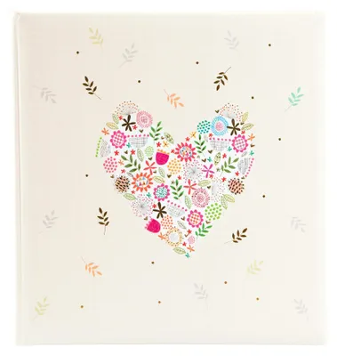 Hochzeitsalbum mit Blumenherz, 60 Seiten, ca. 30 x 31 cm