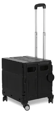 Produktbild von Bettizia Schwarz Leichter Falt-Einkaufswagen, 55kg Tragkraft, dreistufig höhenverstellbar, abnehmbare & leise Räder, Bremse
