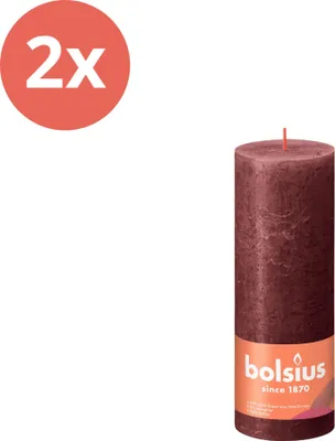 Obrázek produktu pro Bolsius - Rustikální svíčka - 190/68 - 1 kus v balení - sametově červená - výhodné balení - 2 kusy