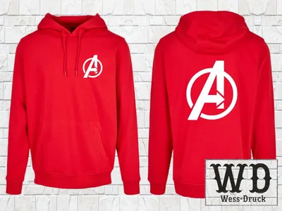 Produktbild von Wessdruck Avengers Hoodie Rot Weiß 5XL