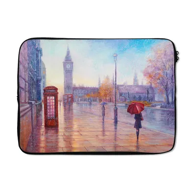 Produktbild von MuchoWow® Laptop Hülle 14 ZollMalerei - Ölgemälde - London - Telefon Laptoptasche - Laptoptasche - Stoßsicher - Schutzhaube