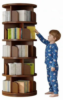 Produktbild von Bücherregal Drehbar 5 Ebenen Kinder Eckregal Stehend 46x46x157cm Holz