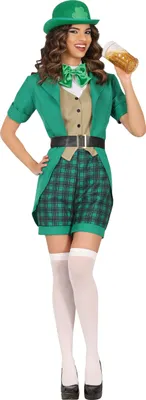 Produktbild von FIESTAS GUIRCA y Mrs. Patrick Karneval Kostüm Damen  Bezaubernder grüner Kobold Kostüm Damen  St. Patrick's Day Faschingskostüm Erwachsene Damen Größe M 36-38