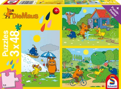 Produktbild von 3 x 48 Teile Schmidt Spiele Kinder Puzzle Die Maus Viel Spaß mit der Maus 56213