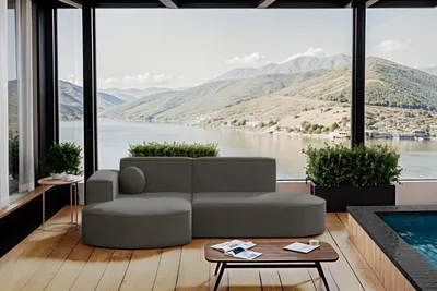 Produktbild von Kaiser Möbel Gartenmöbel Ecksofa, Couch ,Sofa L-Form Designer Modena Studio Patio Stoff Artikel Grau Links