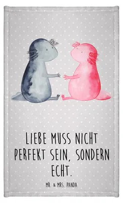 Produktbild von Mr. & Mrs. Panda Frotteetuch Axolotl Liebe - Grau Pastell - Geschenk, gäste wc handtuch, Valentinstag, Kleines, Lurch, Gäste-WC, Klein