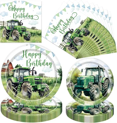 Productafbeelding van Tractor decoratie verjaardag jongens kinderen - Set van 96