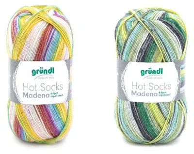Produktbild von Doppelpack Hot Socks Madena,2x100g, 4-fädig,75 % Schurwolle 25 % Polyamid 01+02