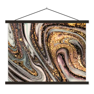 Produktbild von MuchoWow® Textilposter Marmoroptik - Gold - Glitter - Luxus - Marmor - Weiß 40x30 cm mit schwarzem Rahmen - Dekorationen