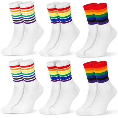 Immagine prodotto di Set di 6 paia di calzini sportivi in cotone, con motivo arcobaleno