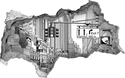Produktbild von Selbstklebender Loch-3D-Aufkleber 95x73 cm Straßen von New York