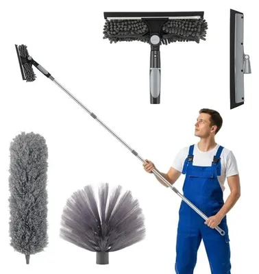 Teleskop-Plumeau 6m, Mikrofaser, Edelstahlgriff, Grau