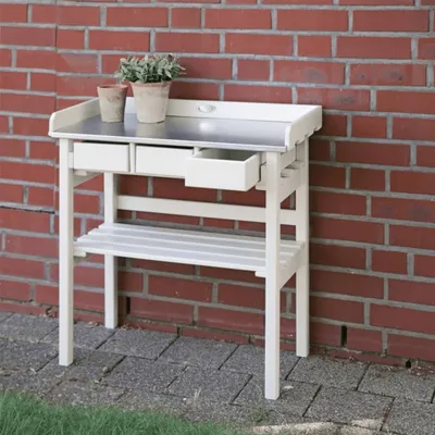 Produktbild von Esschert Design Garten Arbeitstisch weiß; CF29W