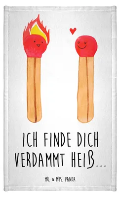 Produktbild von Mr. & Mrs. Panda Handtuch Streichhölzer - Weiß - Geschenk, Gästetuch, Freundin, baumwolle, Frotteetuch, gäste wc, Liebesbeweis, badezimmer, Liebesgeschenk