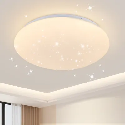 Image de ZMH Plafonnier LED Chambre à coucher Plafonnier rond 25cm Ciel étoilé Blanc chaud 12W 3000K Eclairage de plafond pour cuisine bureau chambre enfants couloir cave