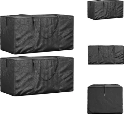 Image de vidaXL Sac de rangement pour coussins de jardin 2 pcs. noir 150x75x75cm - Housses de protection pour meubles de jardin