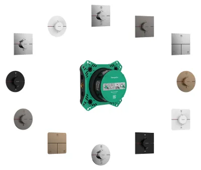 Image de hansgrohe ShowerSelect Comfort E thermostat, encastré, 2 consommateurs, rosace carrée, 15572670
