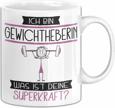 Produktbild von Gewichtheberin Geschenk Tasse Ich Bin Gewichtheberin Was Ist Deine Superkraft Geschenkidee Lustig Geburtstag Weihnachten (Weiß)