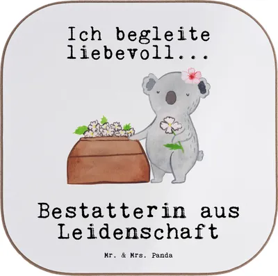 Produktbild von Mr. & Mrs. Panda Tischschoner Bestatterin Leidenschaft - Weiß - Geschenk, Untersetzer für Gläser, Tasse, Glas, Tischuntersetzer, Coaster, gläseruntersetzer