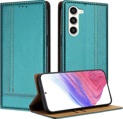 Image de Etui pour Samsung Galaxy S23 Plus étui en cuir avec fonction stand vert