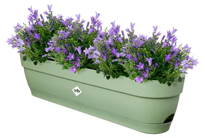 Produktbild von Vibia Campana Balkonkasten 70 mit Wasserreservoir - Blumentopf für den Balkon - 100% recyceltes Plastik - Ø 69,0 x H 17,0 cm - Grün/Pistazien Grün