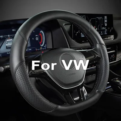 Produktbild von Lenkradbezug D-Form Kunstleder für VW, rutschfest, atmungsaktiv, Schwarz