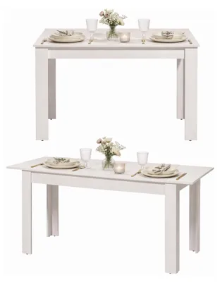 Produktbild von Marudo - Ausziehbarer Tisch, 120x80x76h cm Mattweiß, 8 Plätze