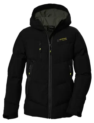 Productafbeelding van Killtec jongensjas KOW 374, met donslook en capuchon, kleur zwart: 128: zwart. Kleur: zwart. Maat: 128