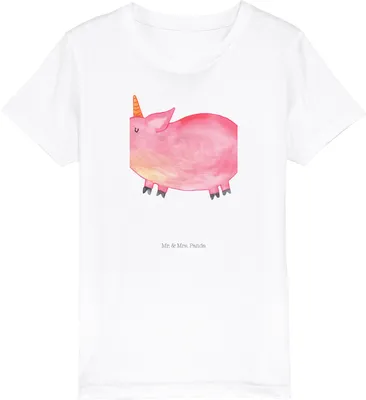 Produktbild von Mr. & Mrs. Panda Kleinkinder T-Shirt Einhorn Schwein 5-6 Jahre (110/116) - Weiß - Geschenk, Kindershirt, Unicorn, Funny, Mädchen, Bauer, Spruch, Öko Kinder, Einhörner