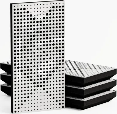 Produktbild von 4er-Pack — Schmale Schallabsorptions-Diffus-Akustikplatte | 50 x 25 cm | Modell-Dicke-Farbe: (WILDS - 53 mm | Weißer Glanzkunststoff]