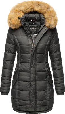 Produktbild von Navahoo PAPAYA Damen Winter Jacke Steppjacke Mantel Parka Kapuze Warm Gefüttert Anthrazit Gr. 38- M