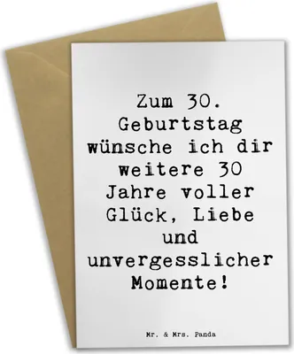 Produktbild von Mr. & Mrs. Panda Grußkarte Spruch 30. Geburtstag Glück - Weiß - Geschenk, Grußkarten, Geburtstagswünsche, Happy Birthday, Geburtstagsfeier, dreißig werden, Familie