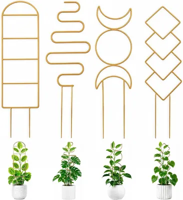 Imagen del producto de Rejillas metálicas para plantas, juego de 4 unidades, tamaño pequeño, para plantas de interior