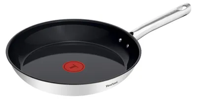 Produktbild von Tefal Duetto On Bratpfanne 24 cm, Go Ceram keramische Antihaftbeschichtung, Thermo-Signal, genieteter Griff, für alle Herdarten geeignet, langlebig, Edelstahl, G7660434