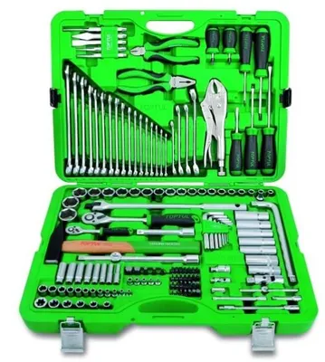 Produktbild von 150-teiliges Werkzeug-Set mit Ratschenfunktion 1/4" und 1/2" Antrieb im Kunststoffkoffer