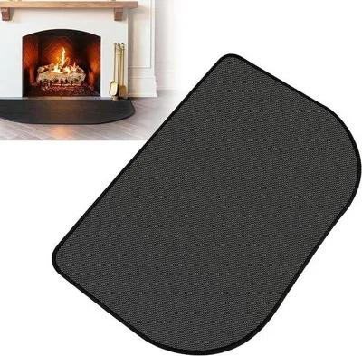 Productafbeelding van Vuurvaste Haardmat - Vonkbescherming Mat - Vloer Beschermen - Hittebestendig Materiaal - 80 x 50 cm - Zwart