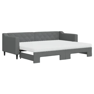 Produktbild von vidaXL Tagesbett Ausziehbar mit Matratzen Dunkelgrau 80x200 cm Stoff