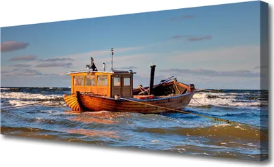 Produktbild von Tulup Leinwand-Bilder 125x50 Wandbild Canvas Kunstdruck Boot Meer Landschaft