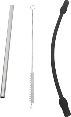 Image de Cafeti�re Tube de rechange en acier inoxydable Tuyau de lait en silicium avec brosses de nettoyage -Accessoires pour Bosch Siemens