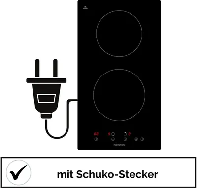 Produktbild von YUNA Induktionskochfeld Calor EBKI2 autark 2 Kochzonen Timer Kindersicherung 9 Stufen Kochzone Restwärmeanzeige Kindersicherung Touch rahmenlos