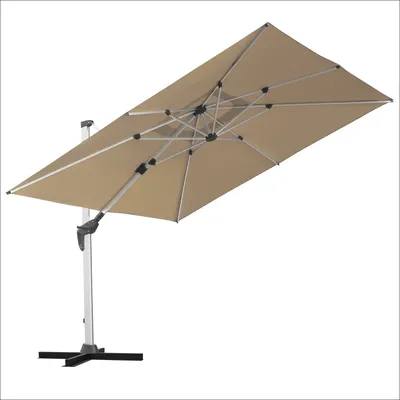 Produktbild von anndora Ampelschirm Aluminium dark natural 3m x 3m quadratisch - 360º drehbar - komplett schwenkbar neigbar - inklusive Stahl Kreuz - ohne Steinplatten - nur Metallkreuz | Dark Natural