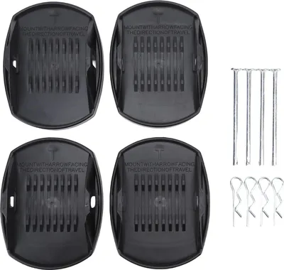 Image de 4 crics stabilisateurs pour camping-cars, base antidérapante, base de mise à niveau de la remorque pour les voyages, 5e roue, noir
